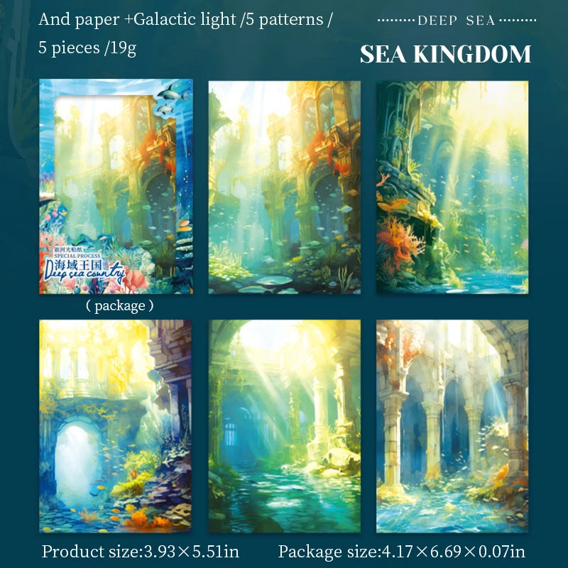 5pcs/pack PET Blue Ocean landscape Stickers Aesthetics Stationery DIY Scrapbooking Materials Collage Junk Journal Decor Stickers Qme 4