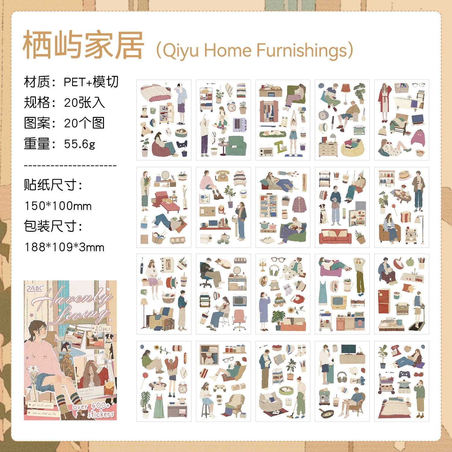 TIANZI 20/80 Pcs Cartoon Character Die-Cutting Stickers Korean Stationery DIY Scrapbooking Journal Decorative Sticker Book Qme B-20 Pcs