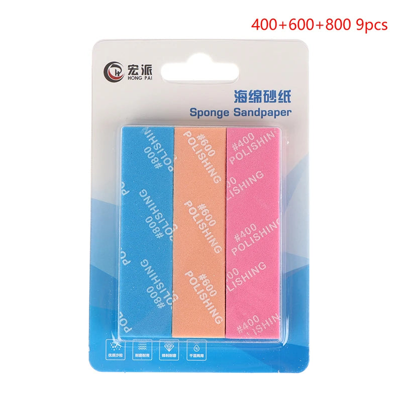 9Pcs MS-E400-2000 Semi-rigid Sanding Sticks For Model Making Tools Plastic Model Polishing Rod Hobby DIY Craft Qme 400 800 600 9pc