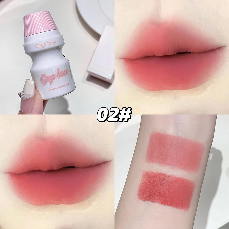 Gege Bear Velvet Lip Mud Gloss Cute Bottle Design Long-lasting Matte Qme GX1331-02