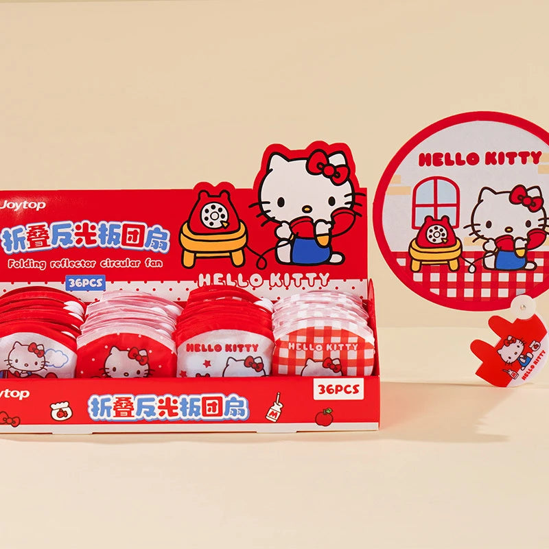 Hello Kitty Folding Reflector Fan Cute Cartoon-Style Portable Selfie Reflector for Students Qme