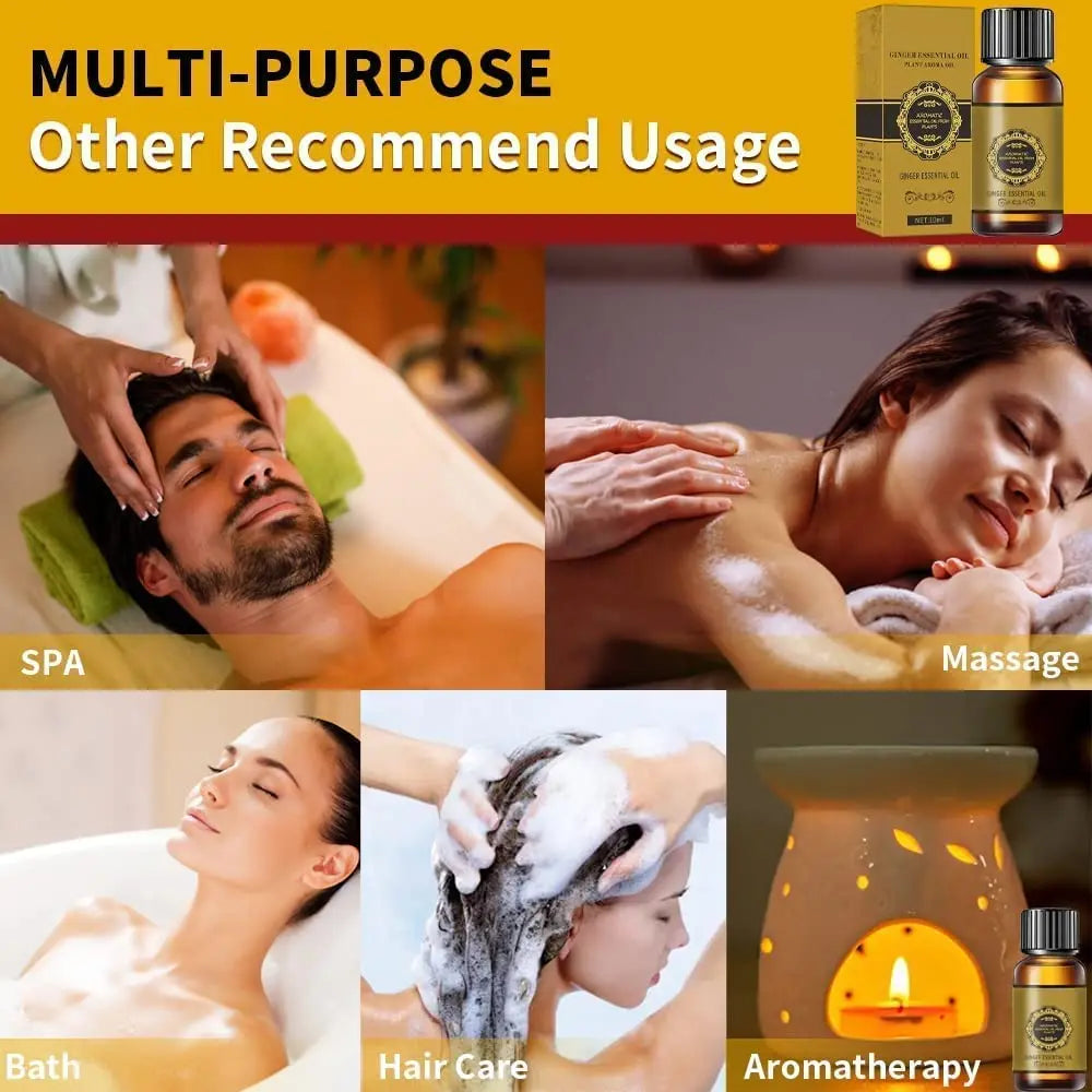 Ginger Essential Oil Slimming Body Massage Natural Fat Burning AntiCellulite Waist Arms Legs Care Promote Metabolism Firming Oil Qme