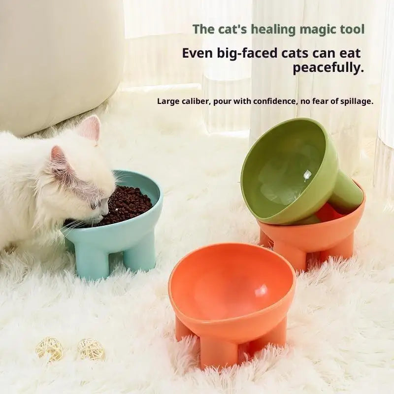Elevated Cat Bowl Stand Durable Plastic Pet Food Water Dish Sleek Qme