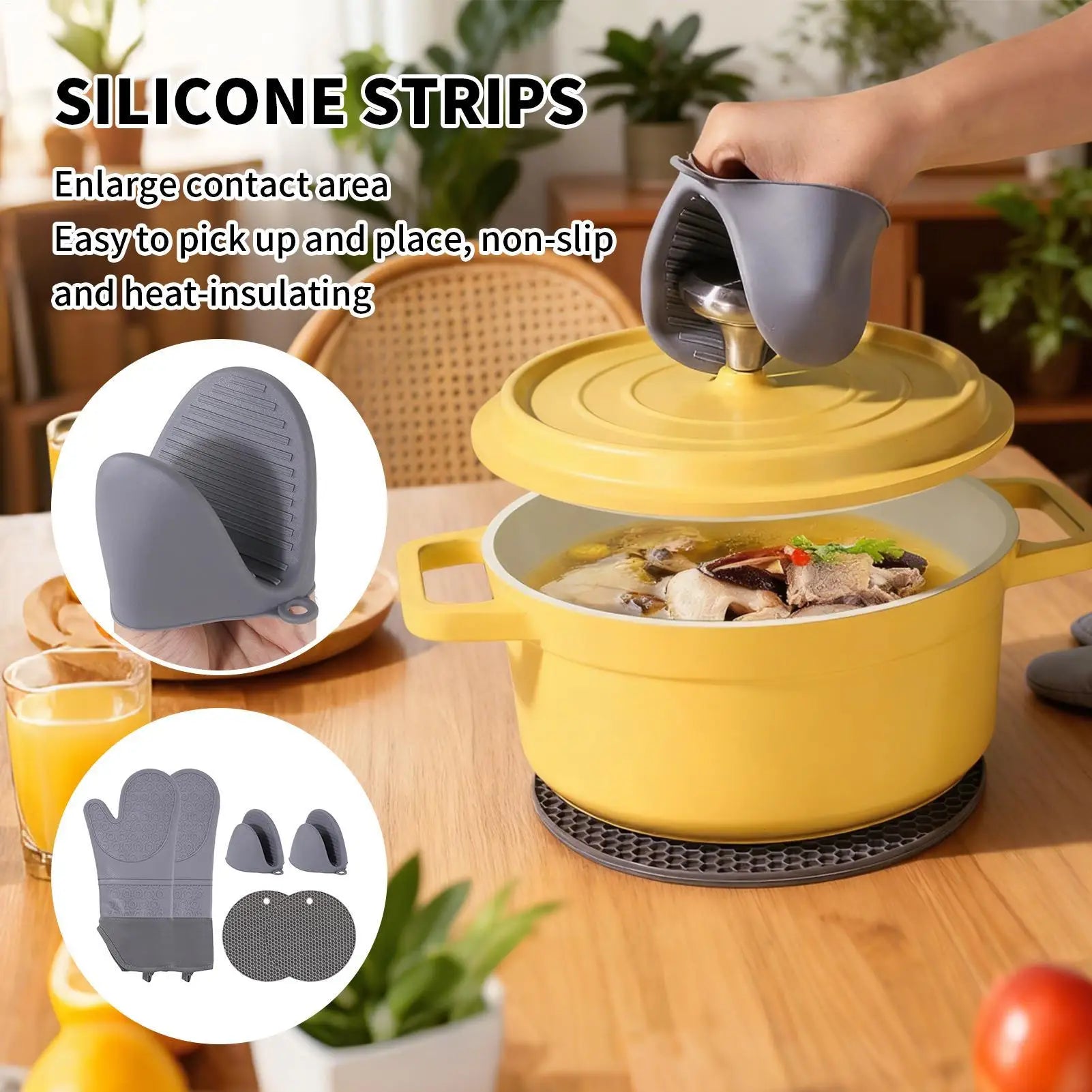 Oven Mittens Waterproof Non-Slip Kitchen Gadgets Ergonomic Oven Mitts Pot Holders Sets For Cooking Grilling Barbecue Outdoor Qme