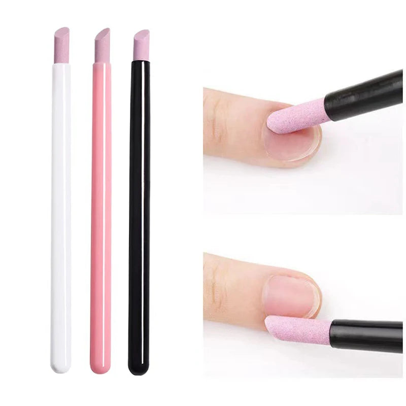 3pcs professional nail polishers, short nail files, exfoliating tools, quartz scrub pens for nails, nail tools Qme
