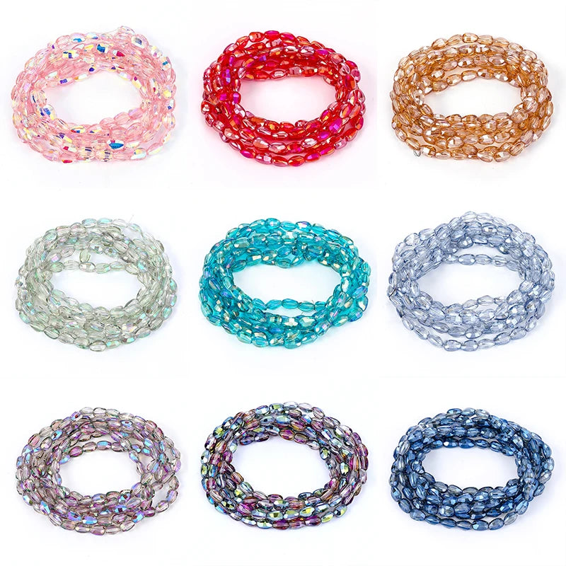 10 Colors 6x8mm Faceted Glass Beads Loose Craft Spacer Beads for DIY Jewelry Bracelet Necklace Earring Keychain Making Crafts Qme