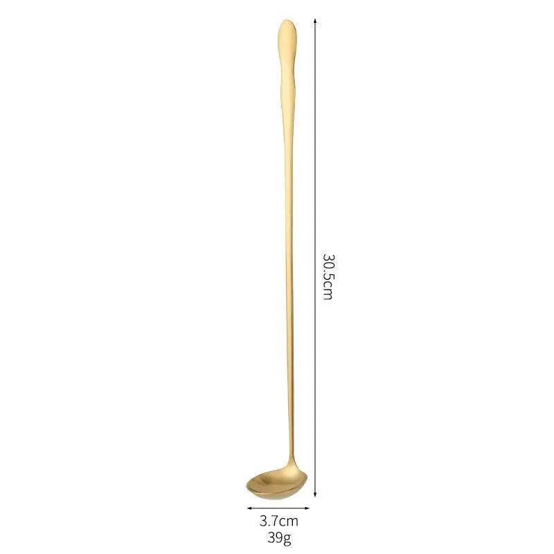 Stainless Steel Long Handle Teaspoon Cocktails Ice Coffee Tea Mixing Qme E