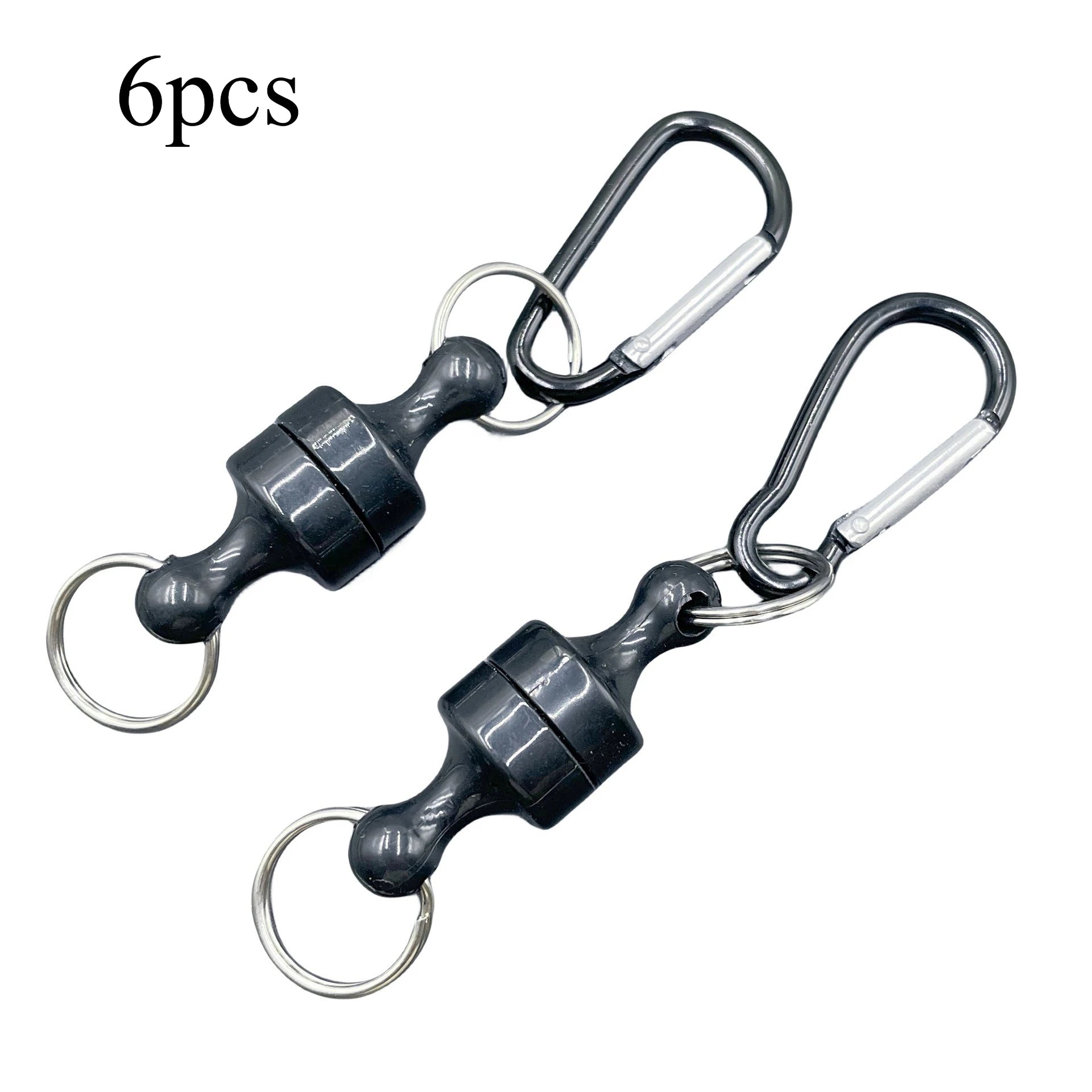 Magnetic Detachable Carabiner Clip Quick Split Keychain D Buckle With Double Key Rings For Fishing Camping Outdoor Key Storage Qme 6pcs