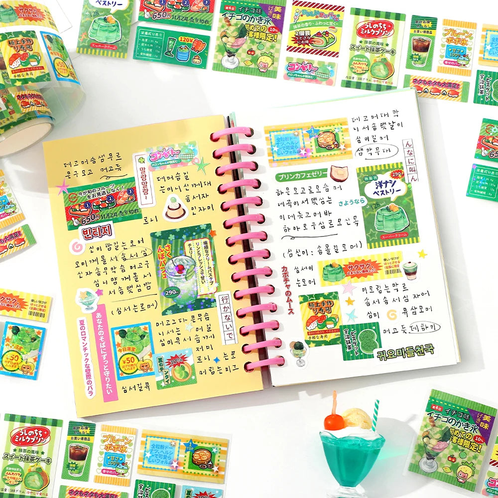 Retro Cute Y2K Masking Tape Decoration Adhesive Planner Handbook DIY Scrapbooking Journal Collage Japanese Stationery Stickers Qme