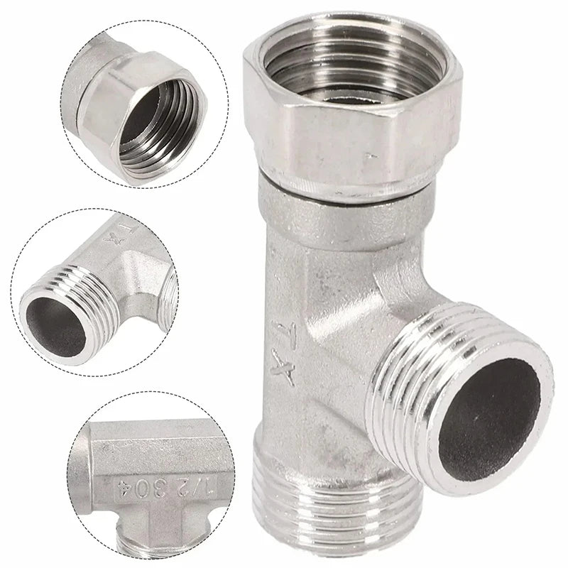 Bath Bidet Sprayer Shower Stainless Steel T Adapter G1 2 T-valve Qme