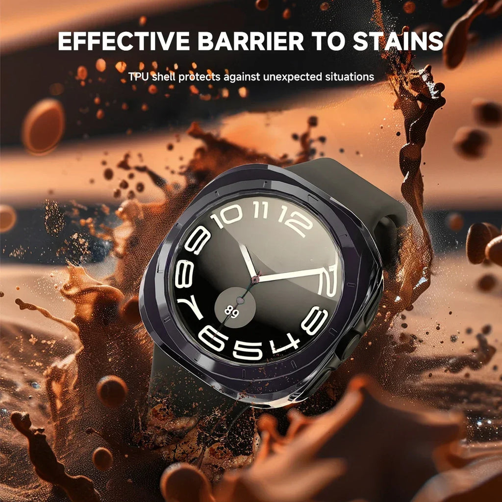 Glass+Case for Samsung Galaxy Watch 7/FE 40mm 44mm Waterproof PC Hard Bumper Galaxy Watch 7 Ultra 47mm Cover+Screen Protector Qme