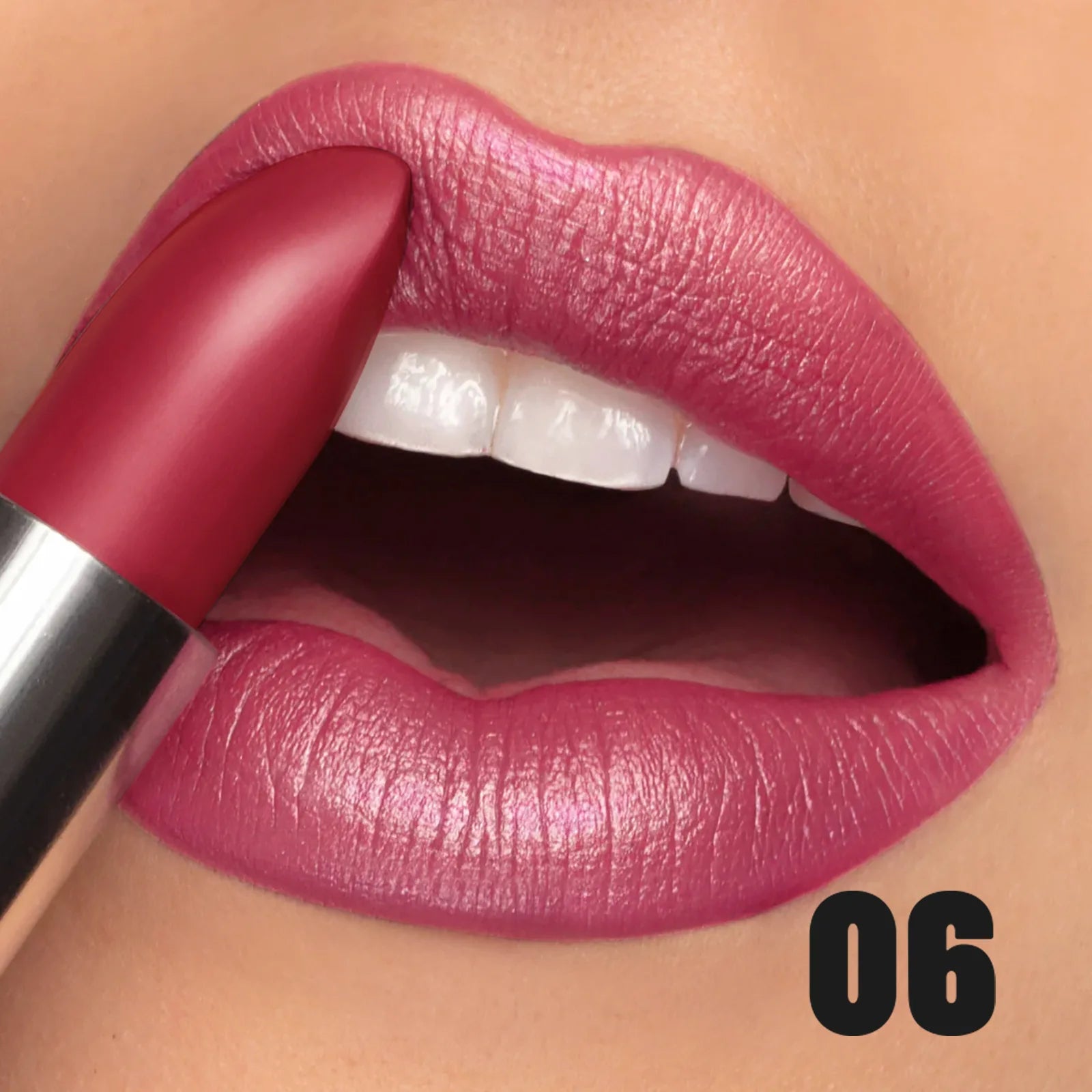 High-Pigment Metallic Lipstick Waterproof Long-Lasting Frosted Bronze with Gold Shimmer Moisturizing Matte Lip Gloss Cosmetics Qme 06