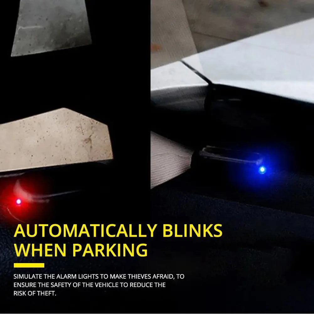 Solar Powered Car Fake Security Light Blue/Red Light Simulated Dummy Alarm Wireless Strobe Signal Alarm Anti-Theft Caution Lamp Qme