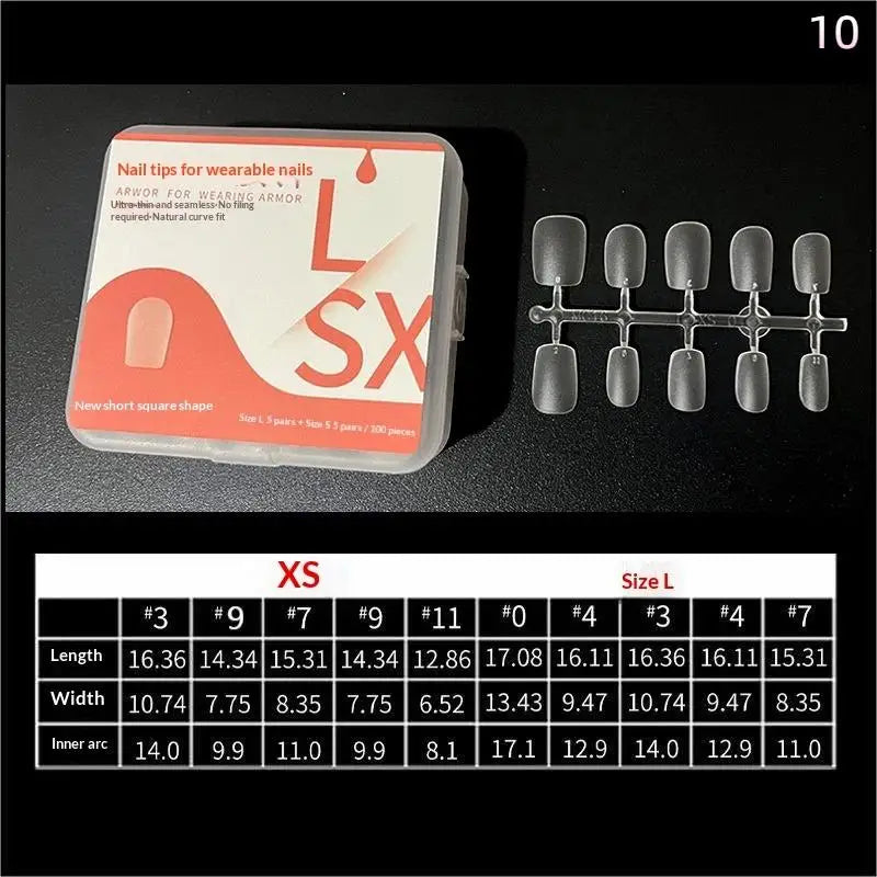 Box Nails Tips Coffin French Full Cover Medium Short NO Polishing Qme 10
