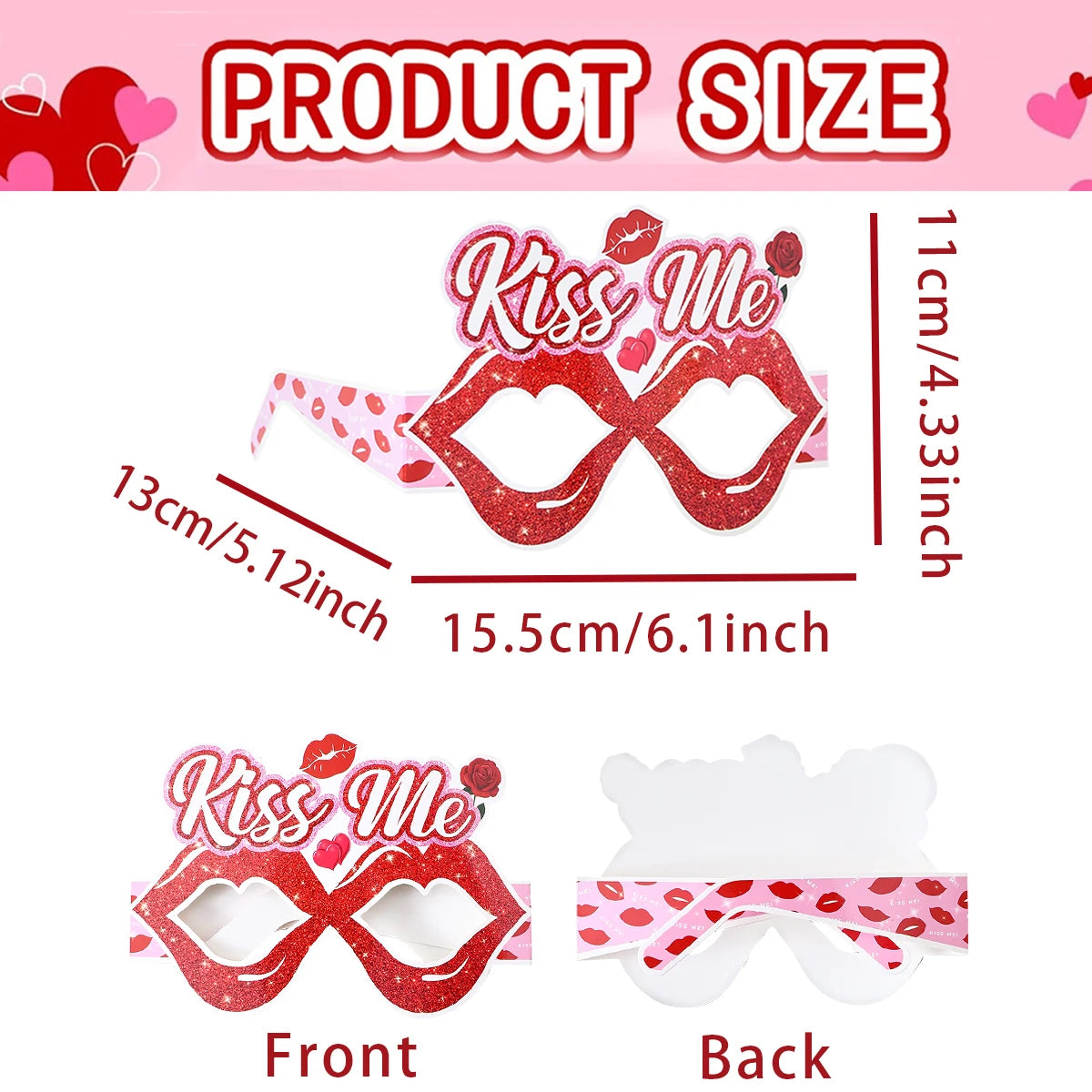Pack of 6 Valentine's Day Party Decorative Glasses, Available in Various Styles and Vibrant Colors Perfect for Party Decoration Qme