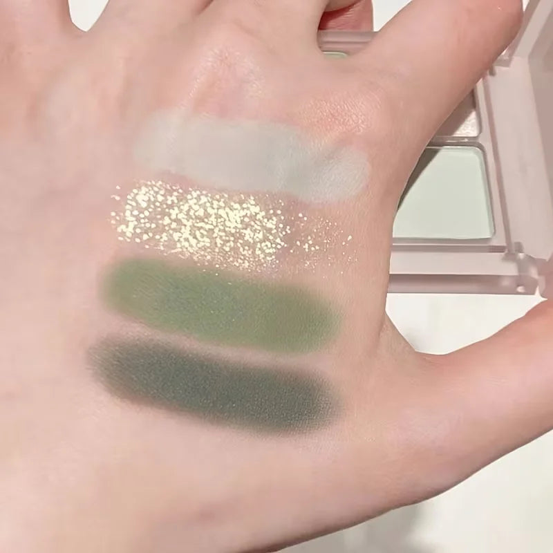 4-Color Green Eye Shadow Tray Low Saturation Palette Matte Korean Qme