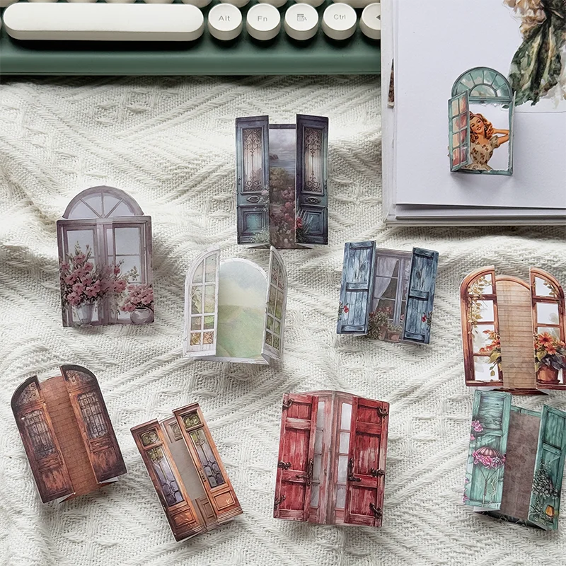 1pack Handbook Material Stickers Collection Light Vintage Window Organs 10pcs Per Pack Door and Window Themed Time1pack/2p Qme