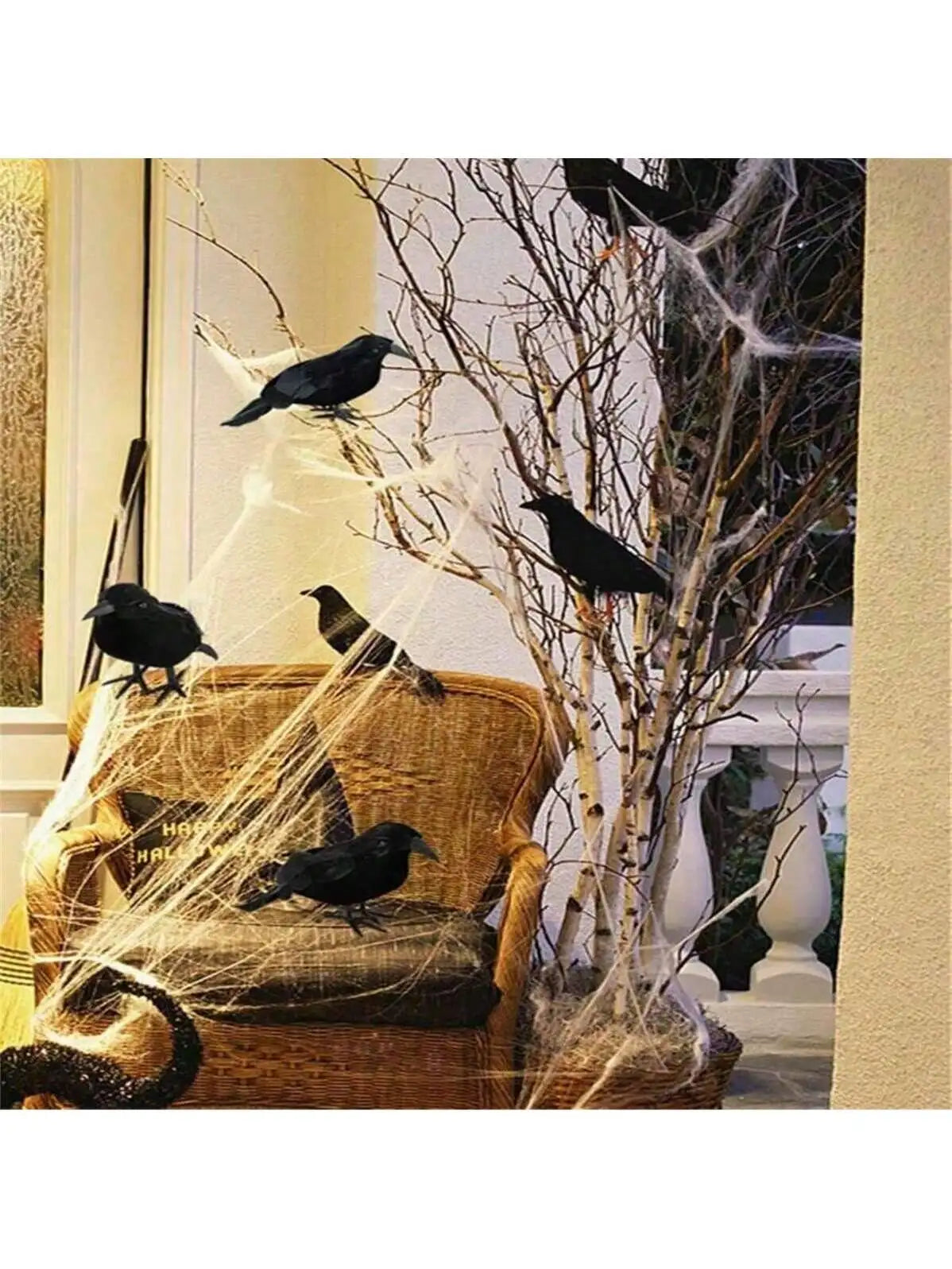 1 Halloween Horror Black Crow Model Fake Birds Beasts Party Home Qme