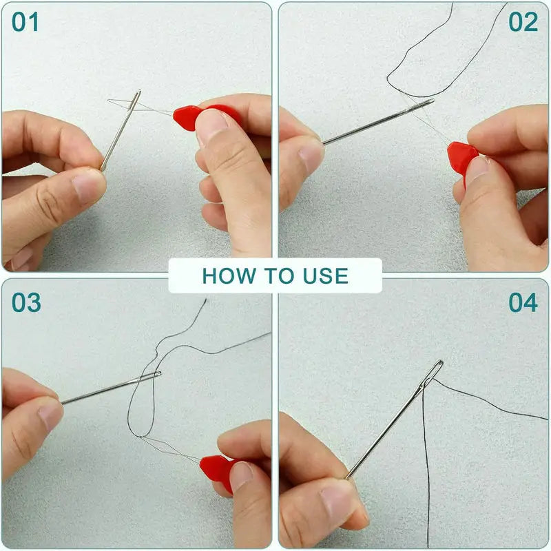 40 PCS Large Eye Beading Needles 7 Sizes Sewing Sharp Leather Needle Embroidery Thread with Threaders for Handsewing Art Crafts Qme