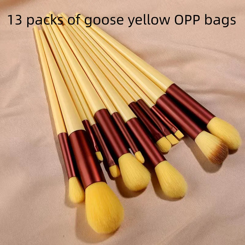 13pcs Professional Makeup Brush Set Soft Fluffy Cosmetic Brushes for Foundation Powder Eyeshadow Blending Beauty Tools Qme 13pcs yellow opp