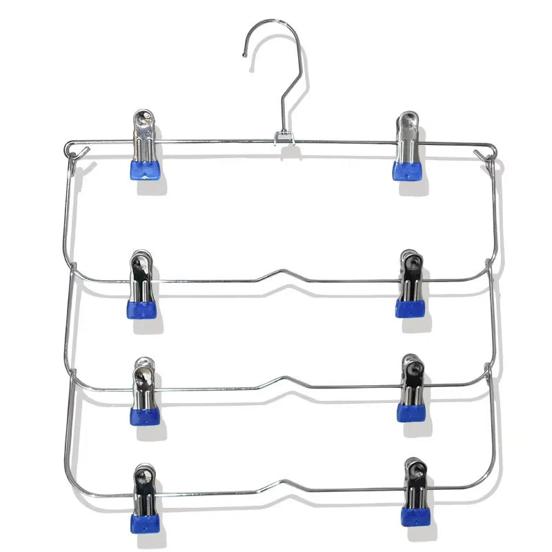 Multi-Functional Home Non-Slip Metal Pants Rack New Creative Stainless Steel Seamless Hanger Simple Storage Skirt Rack Qme 1pc Blue