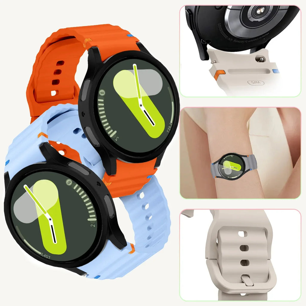 Case+Strap for Samsung Galaxy Watch 7 40mm 44mm Sport Silicone Band Bracelet PC Case Protector Cover Bumper for Galaxy Watch 7 6 Qme