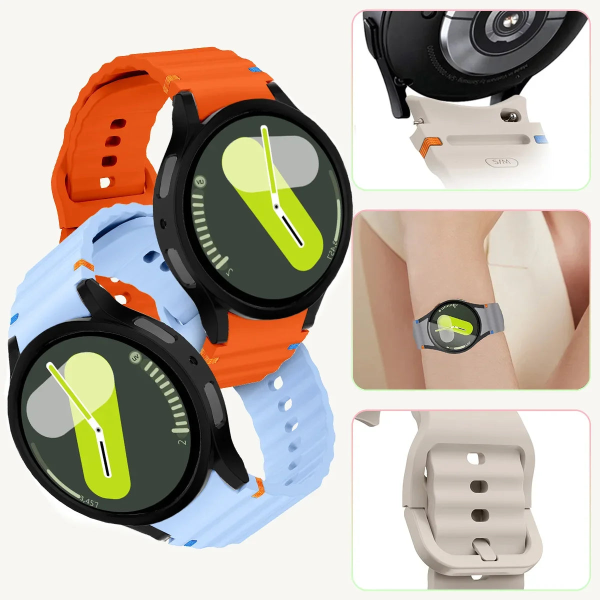 Case+Strap for Samsung Galaxy Watch 7 40mm 44mm Sport Silicone Band Bracelet PC Case Protector Cover Bumper for Galaxy Watch 7 6 Qme