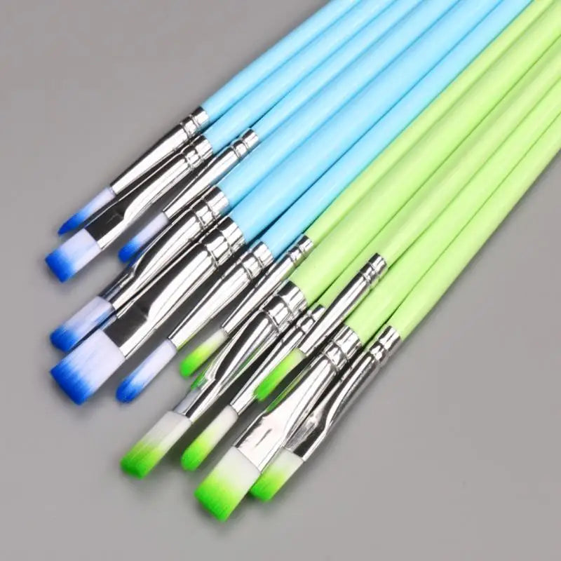 Professional Artist Paint Brushes Nylon Round Pointed Flat Tips Qme