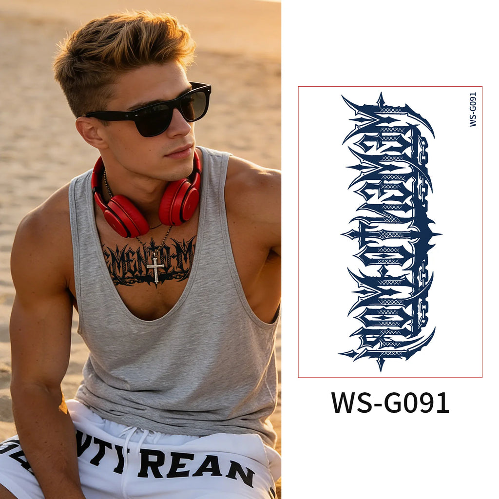 A Long Lasting Cyan Thorn Fake Tattoo Stickers 4/6/9Pcs, Non-Reflective Waterproof Temporary Decals for Belly Chest Back Waist Qme