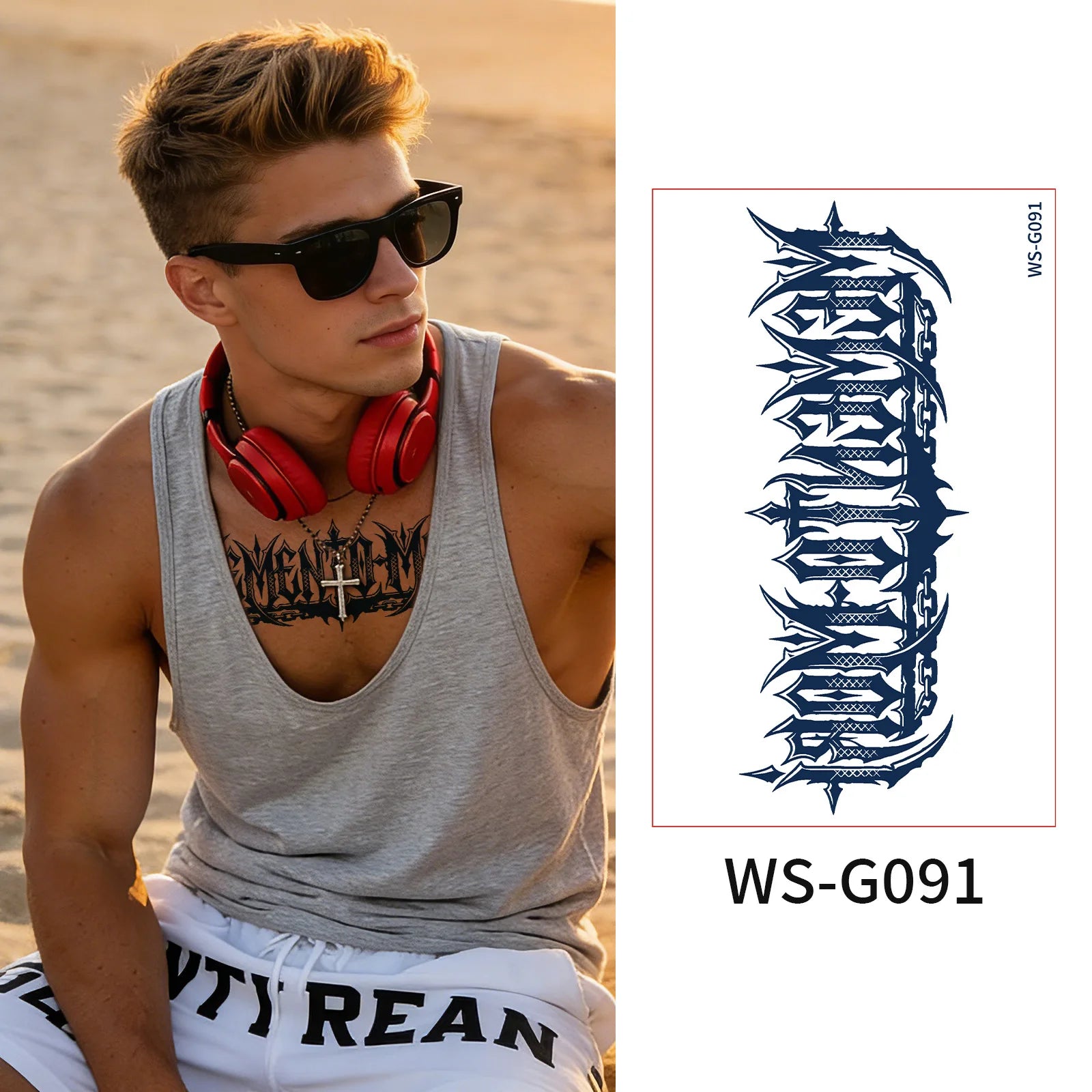 A Long Lasting Cyan Thorn Fake Tattoo Stickers 4/6/9Pcs, Non-Reflective Waterproof Temporary Decals for Belly Chest Back Waist Qme