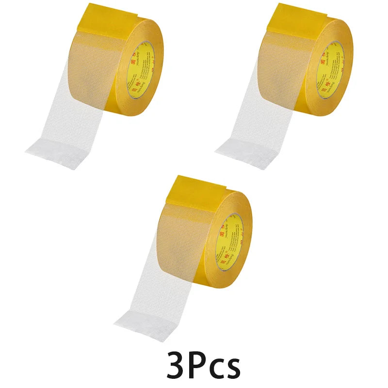 10M Double Sided Tape High Viscosity Grid Fiber Transparent Double Sided Tape Sticky Waterproof Adhesive Fiber Mesh Tapes Qme 3rolls 5m 20mm
