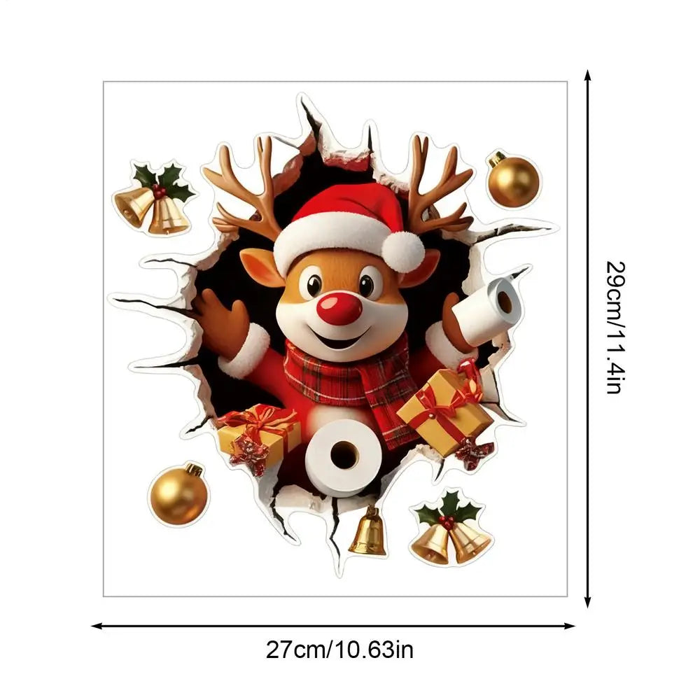 Christmas Wall Decals Cute Reindeer Removable Cartoon Decals Christmas Wall Stickers Decor For Winter School Class Room Bedroom Qme Style C
