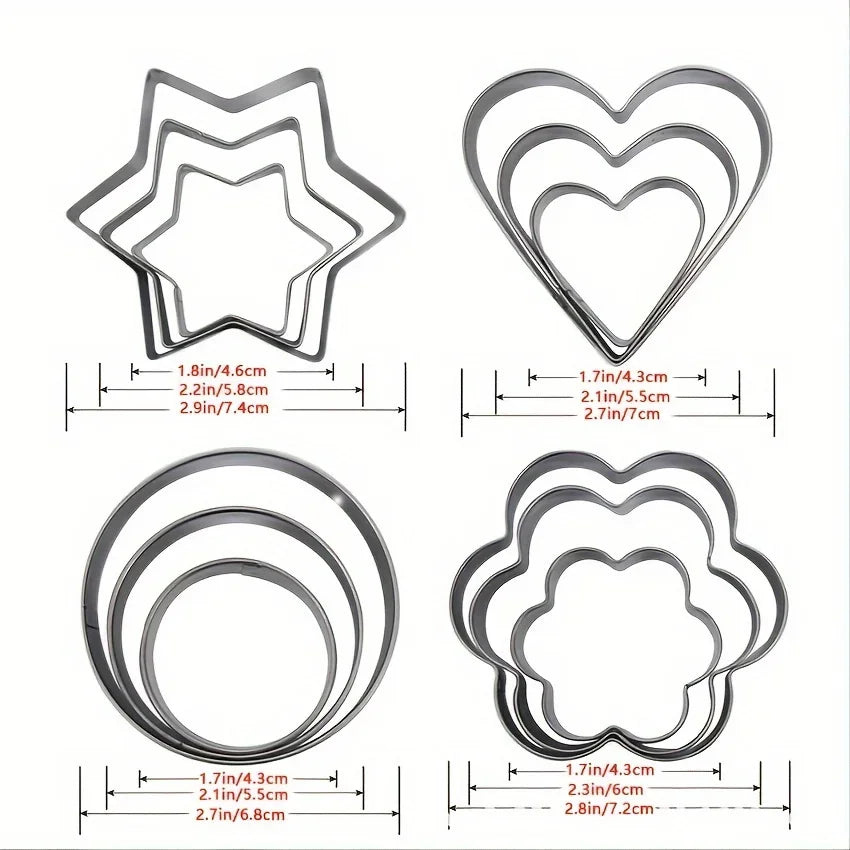 Set Of 12 Stainless Steel Cookie Mold Cookie Cutter Qme