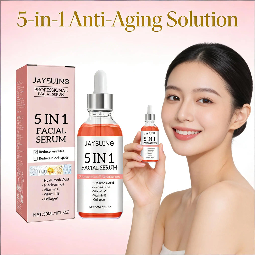 5 In 1 Facial Care Serum Brighten Skin Tone Fade Acne Scars Shrink Pores Face Moisturizing Essence Nicotinamide Brightening Oil Qme
