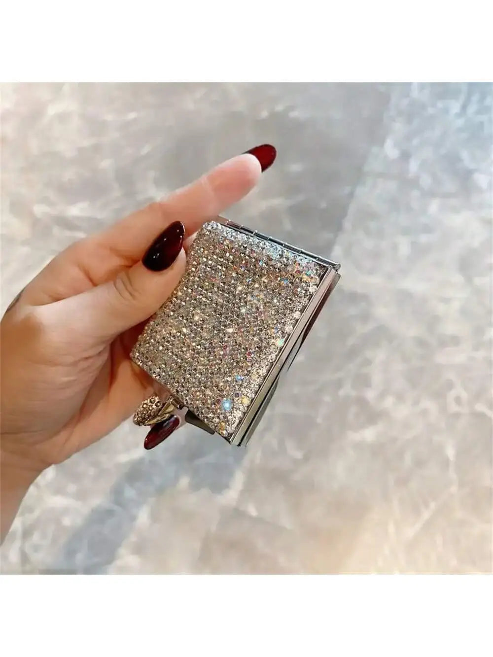 1pcLuxury Makeup Mirror Mini Portable Folding High-definition Qme
