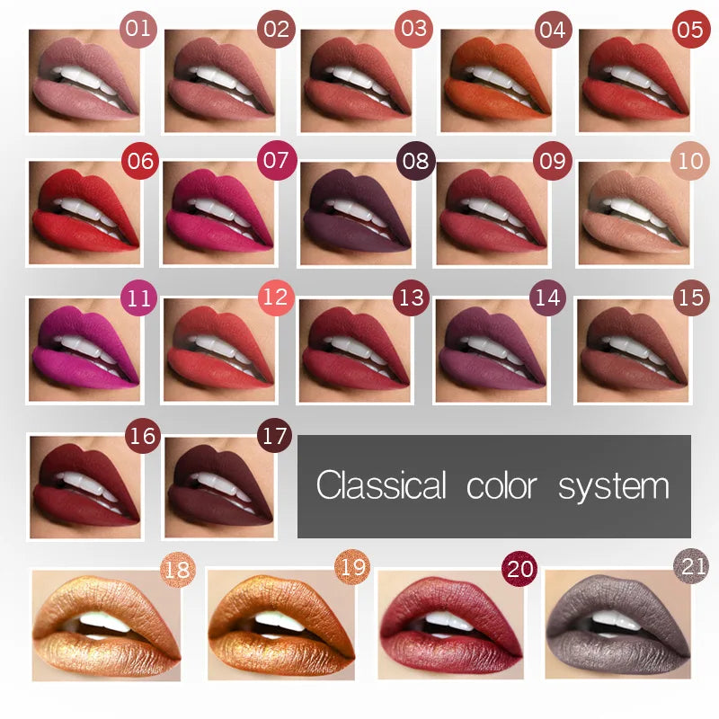 Matte Liquid Lipstick 17 Colors Long Lasting Lip Gloss Velvet Cream Qme