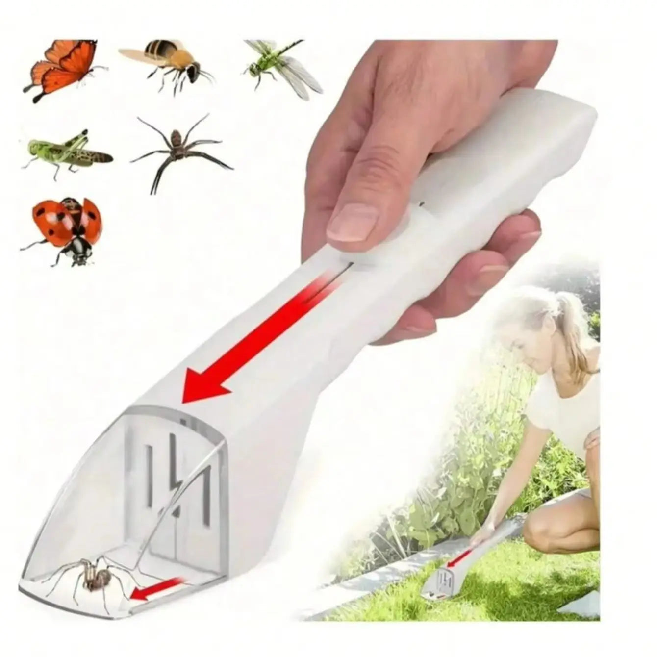 1 Handheld Insect Trap Spider Bee Cockroach Butterfly Capture Tool Qme white