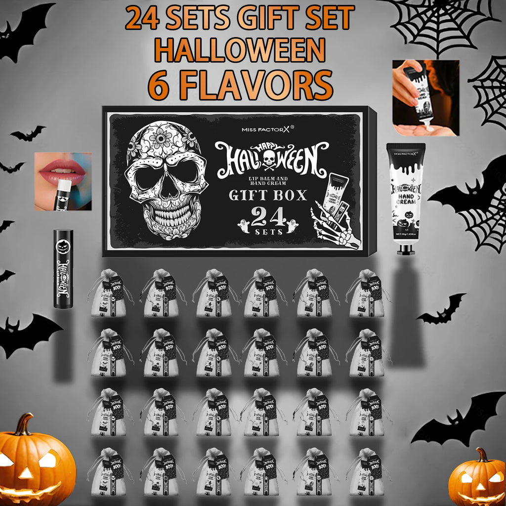 Halloween assembly gift 96PCS/box hand cream lipstick in bulk with BOO card and black gift bag Qme