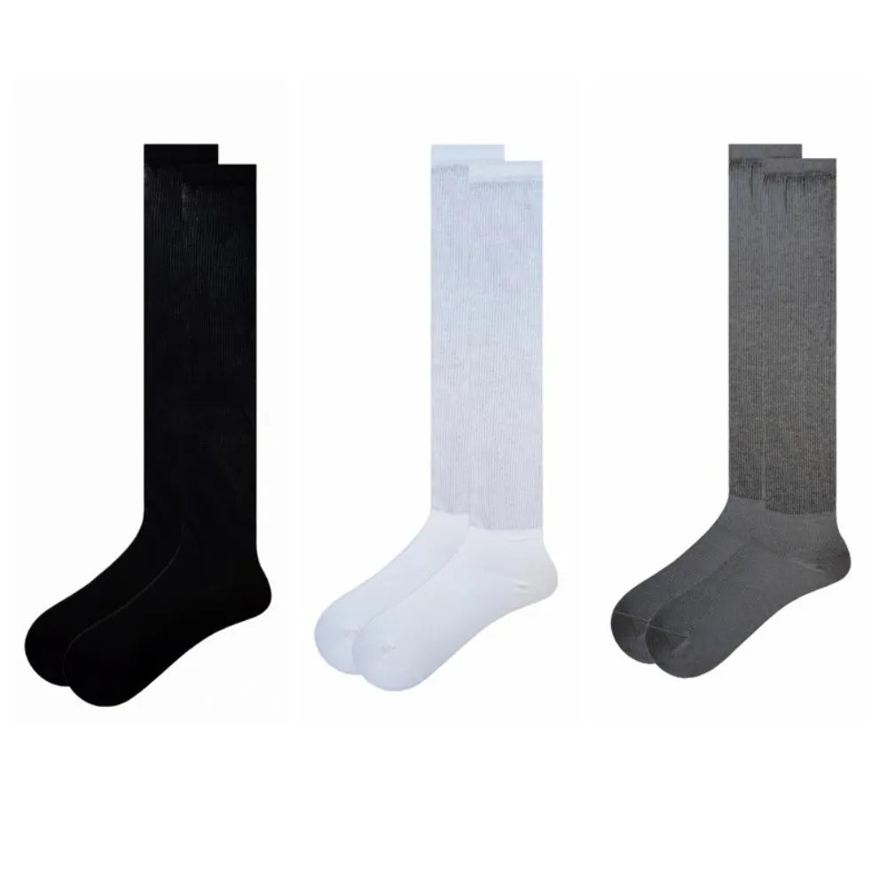 Soft Solid Color Long Stockings Mesh Thin Mid Stockings Summer Breathable Pile Up Stockings Autumn Winter Qme