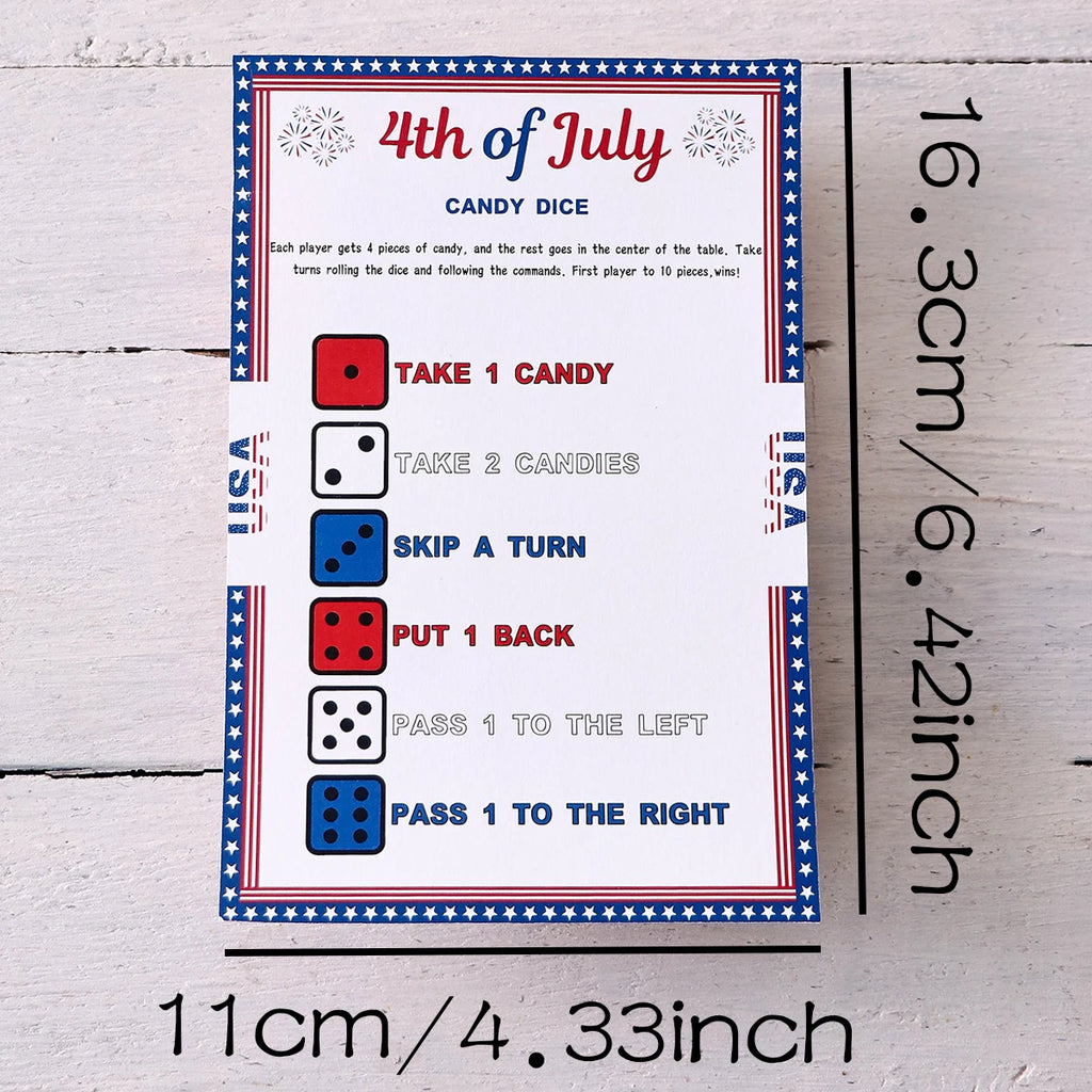 5–50Pcs Independence Day Star-Bordered Dice-Themed Game Cards—Creative Independence Day Gifts, Board Games, and Party Supplies Qme