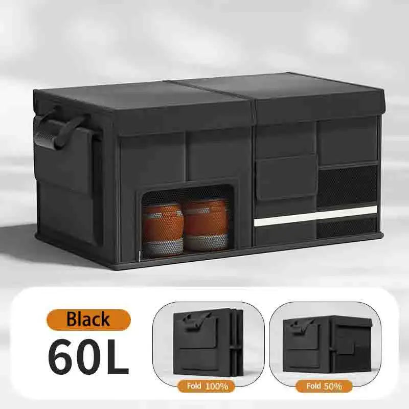 Car Trunk Storage Box Car Storage Box Large Capacity Car Organizer Storage Box Foldable Save Space Strong Load-Bearing Capacity Qme Black 60L