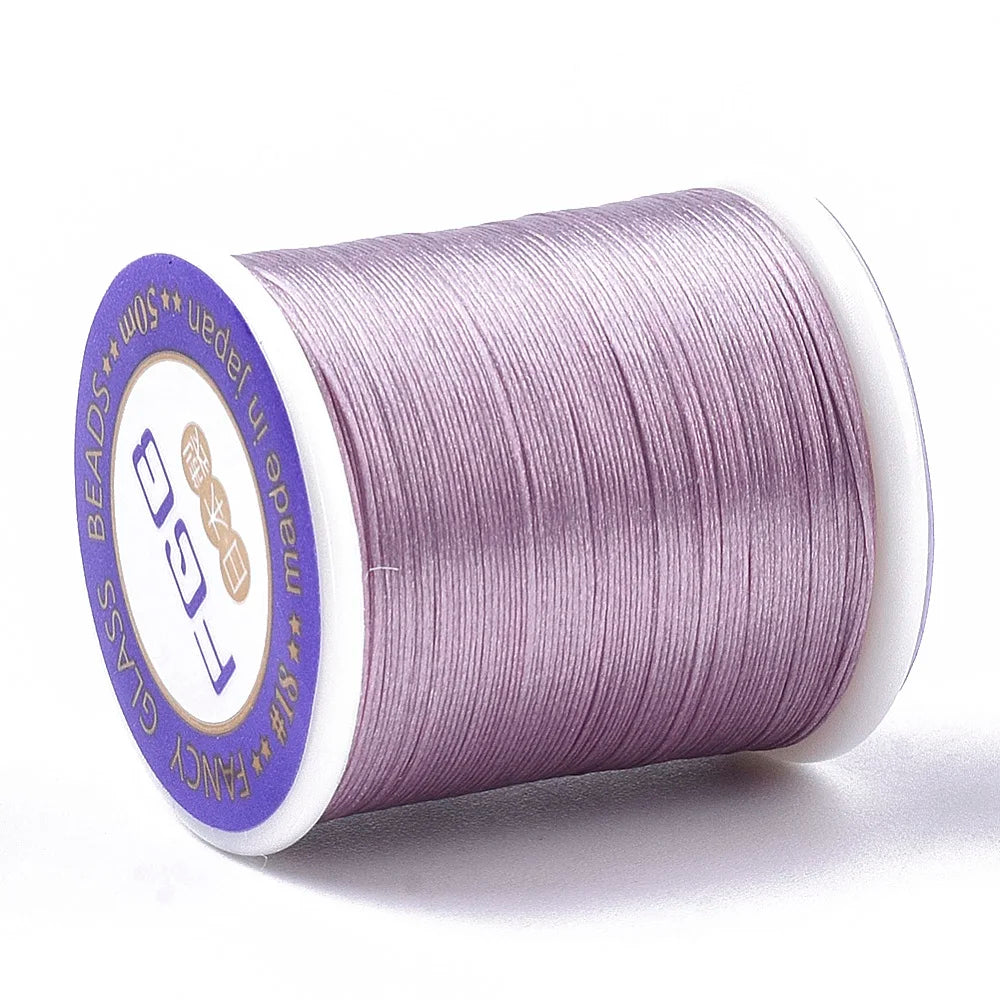 PandaHall 50m/Roll Multi-Color Nylon 66 Beading Thread, 0.1mm High Strength Stretch Resistant for Seed Bead Jewelry Making Qme Plum