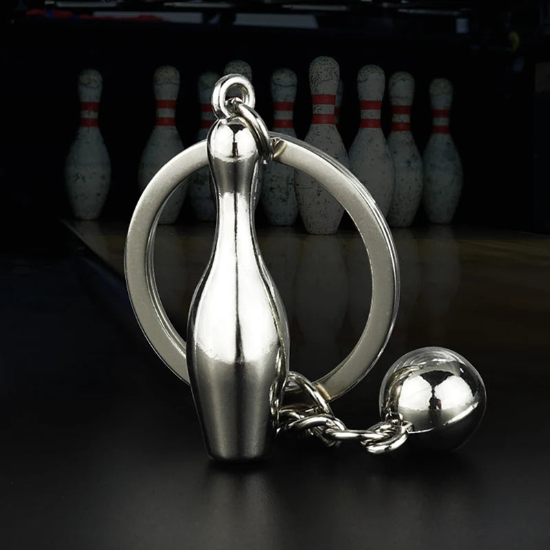 Creative Alloy Bowling Ball Pendant Car Key Ring Purse Bag Ornament Qme 1PC