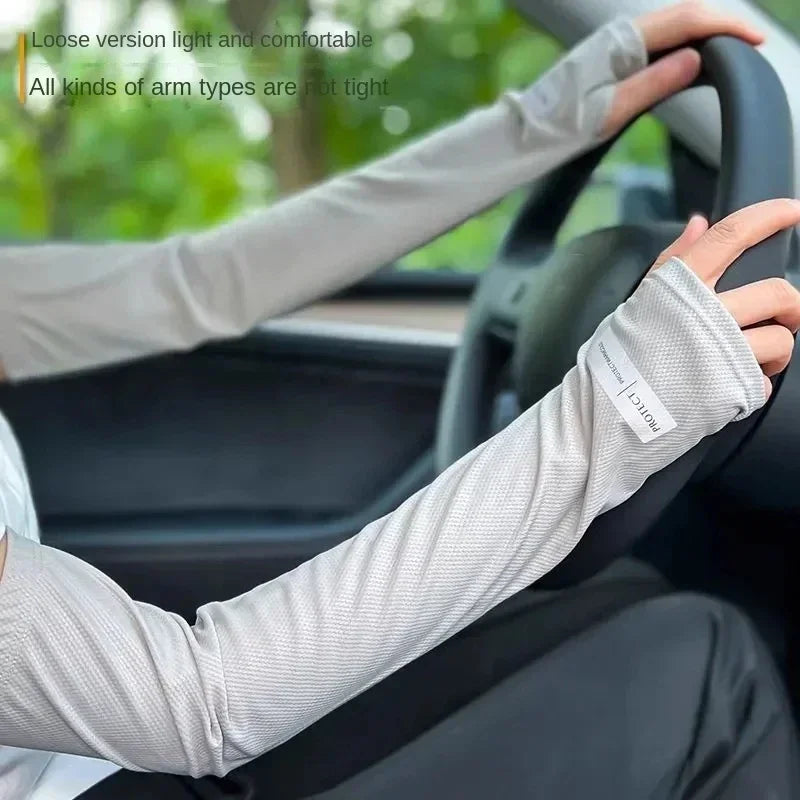 Summer Unisex Cycling Sleeve Cooling Arm Sleeves Anti-sunburn Sunscreen Sleeves Uv Sports Safety Fitness Long Sleeves For Arm Qme