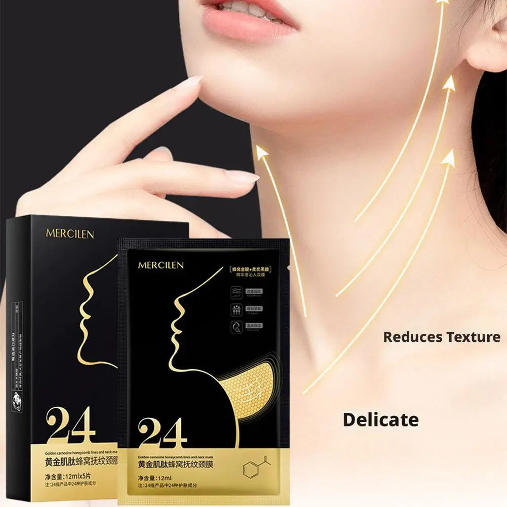 Honeycomb Neck Mask Golden Moisturizing Pads Firming Lifting Qme
