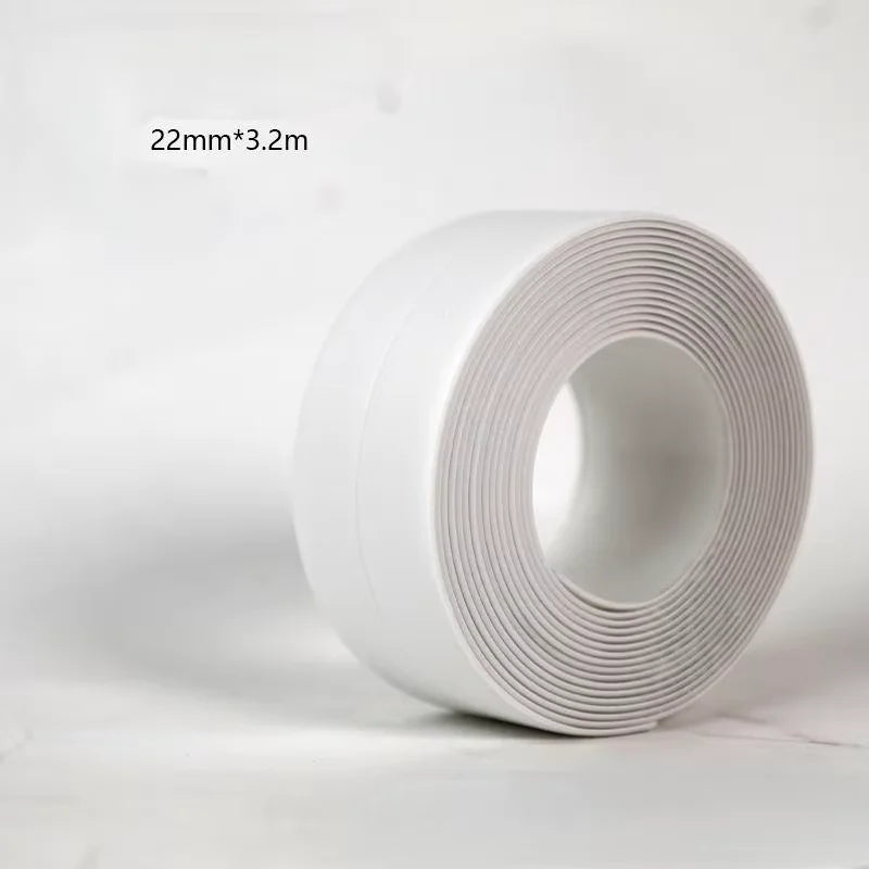 A Roll Of Three Meters Two Pvc Waterproof And Anti-Mildew Seam Adhesive, Suitable For Kitchen, Bathroom, Toilet, Corner Gap Qme 1PC WHITE