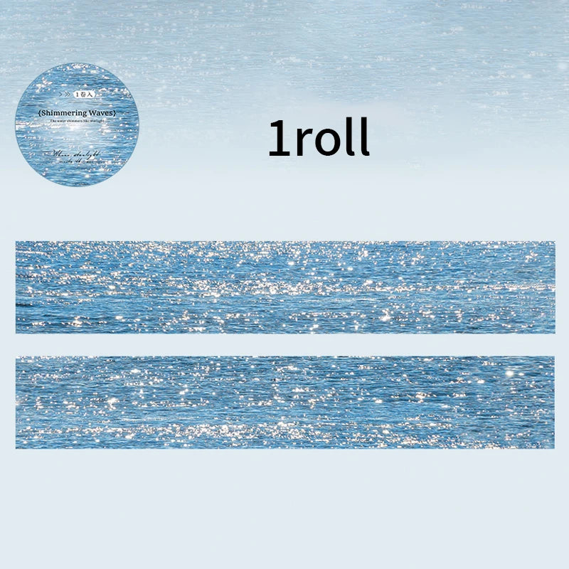 Simulated Water Wave Texture Tape, Summer Themed Handmade Scene Decor Tape, Aesthetic Stationery for Students Qme E