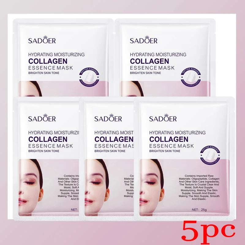 Deep Collagen Faded Wrinkle Facial Mask Reduce Fine Lines Firm Skin Moisturizing Brightening Smooth Skin Care Korean Cosmetics Qme 5pc