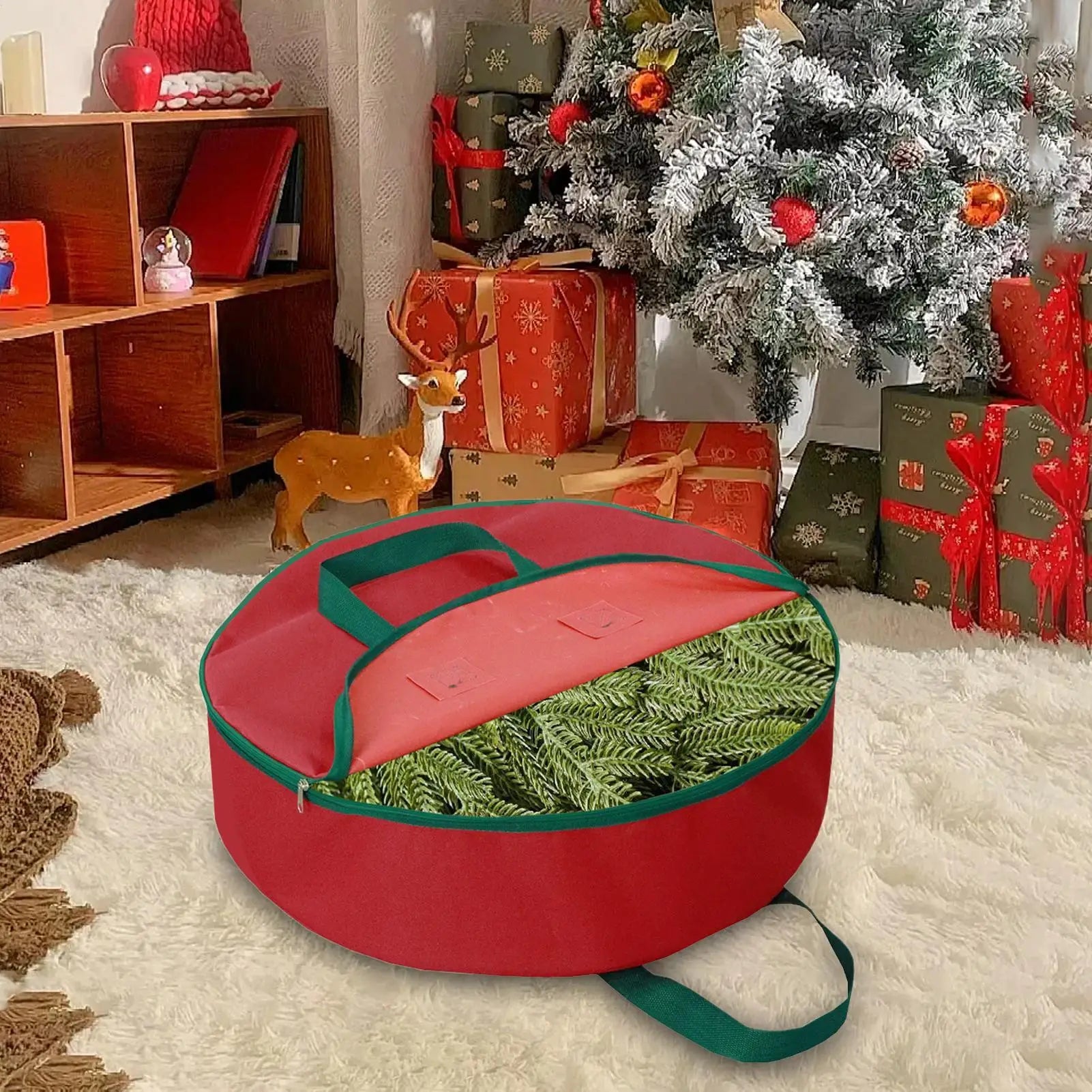 Wreath Storage Container Dust-Proof Stackable Organizers 600D Oxford Wreath Boxes For Storage For Christmas Clothes Ornament Qme