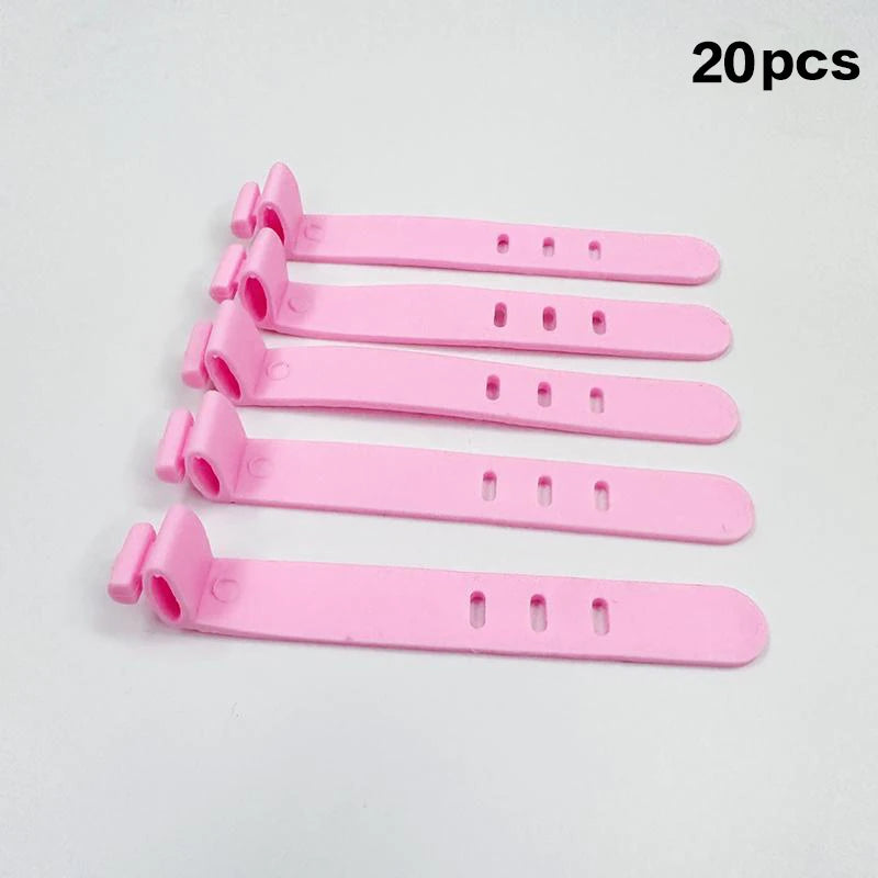 Silicone Cable Organizer Adjustable Wire Binding Bobbin Winders Data Qme pink 20pcs